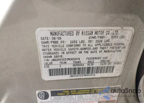 2007 Infiniti M35 z USA, uszkodzony, nr VIN JNKAY01E57M302974